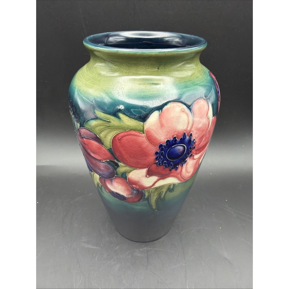 Vintage Walter Moorcroft Anemone Art Pottery Vase 8.5" Signed England